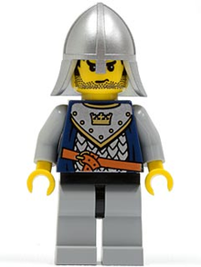 LEGO® Minifigure - Castle (Fantasy Era) - Crown Knight Scale Mail with Crown, Helmet with Neck Protector, Black Messy Hair and Stubble - cas360