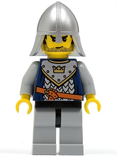 LEGO® Minifigure - Castle (Fantasy Era) - Crown Knight Scale Mail with Crown, Helmet with Neck Protector, Black Messy Hair and Stubble - cas360