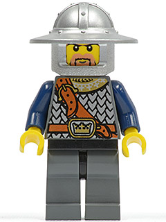 LEGO® Minifigure - Castle (Fantasy Era) - Crown Knight Scale Mail with Chest Strap, Helmet with Broad Brim, Brown Beard and Sideburns - cas381
