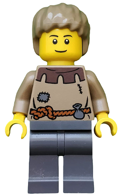 LEGO® Minifigure - Castle (Fantasy Era) - Peasant Male Young, Brown Eyebrows, Thin Grin - cas410