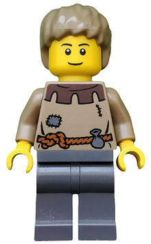 LEGO® Minifigure - Castle (Fantasy Era) - Peasant Male Young, Brown Eyebrows, Thin Grin - cas410
