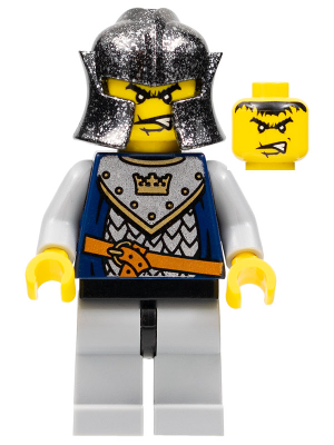 LEGO® Minifigure - Castle: Fantasy Era - Crown Knight - Scale Mail, Speckle Black-Silver Helmet, Angry Eyebrows (Castle Watch) - cas436