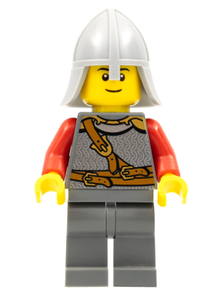 LEGO® Minifigure - Castle: Kingdoms - Lion Knight, Scale Mail, Chest Strap and Belt, Neck-Protector Helmet, Black Eyebrows, Thin Grin - cas478a
