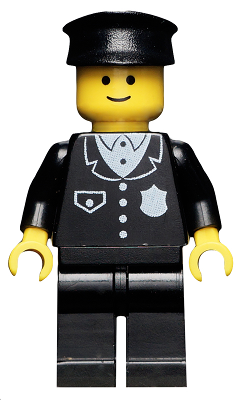 LEGO® Minifigure - Town: Classic Town: Police - Police - Suit with 4 Buttons, Black Legs, Black Hat - cop015