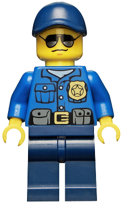 LEGO® Minifigure - Town: City: Police - City Officer, Gold Badge, Dark Blue Cap with Hole, Sunglasses - cty0465