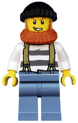 LEGO® Minifigure - City - Swamp Police - Crook Male with Black Knit Cap and Dark Orange Beard - cty0513