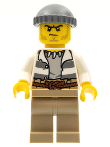 LEGO® Minifigure - Town: City: Police - Swamp Police - Crook Male with Dark Bluish Gray Knit Cap - cty0515