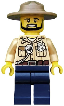 LEGO® Minifigure - Town: City: Police - Swamp Police - Officer, Shirt, Dark Tan Hat, Black Beard - cty0517