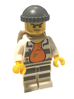 LEGO® Minifigure - Town: City: Police - Jail Prisoner 18675, Open Shirt, Striped Legs, Gray Knit Cap, Backpack - cty0618