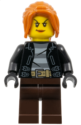 LEGO® Minifigure - Town: City: Police - Police - City Bandit Crook Female, Dark Orange Hair - cty0631