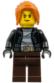 LEGO® Minifigure - Town: City: Police - Police - City Bandit Crook Female, Dark Orange Hair - cty0631