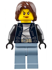 LEGO® Minifigure - Town: City: Police - City Bandit Crook Female, Sand Blue Legs, Dark Brown Mid-Length Tousled Hair - cty0645