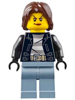 LEGO® Minifigure - Town: City: Police - City Bandit Crook Female, Sand Blue Legs, Dark Brown Mid-Length Tousled Hair - cty0645