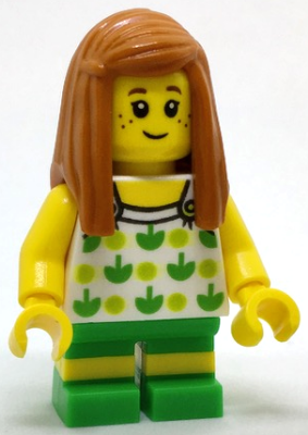 LEGO® Minifigure - City - Child - Girl, White Halter Top with Green Apples and Lime Spots - cty0761