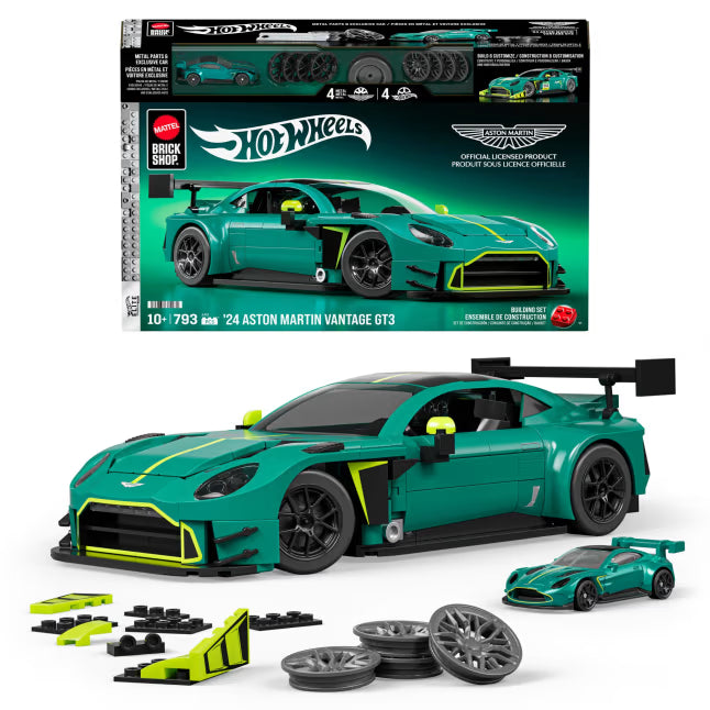 Mattel Brick Shop Hot Wheels Elite Series 2024 Aston Martin Vantage GT3 |  793 Piece Building Set