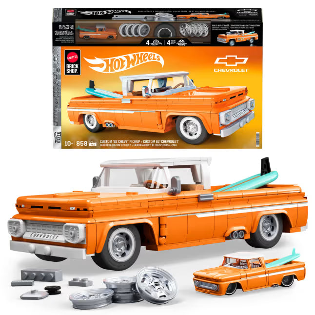 MATTEL BRICK SHOP™ Hot Wheels® Custom '62 Chevy Pickup - 858 Piece Building Set - 1:16 scale