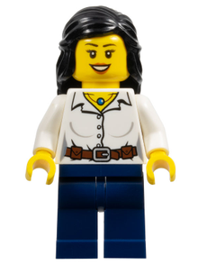 LEGO® Minifigure - Holidays & Events - Female White Blouse with Belt, Dark Blue Legs - hol027