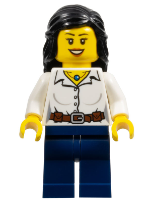 LEGO® Minifigure - Holidays & Events - Female White Blouse with Belt, Dark Blue Legs - hol027