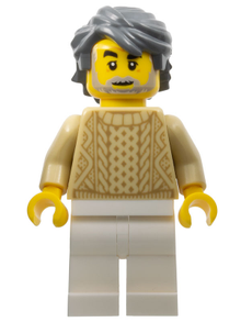 LEGO® Minifigure - Holidays & Events - Snowmobile Driver - Male, Tan Knit Sweater, White Legs, Dark Bluish Gray Hair - hol166