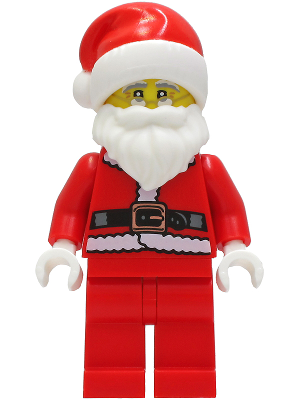 LEGO® Minifigure - Holiday & Events : Christmas - Santa - Fur Lined Jacket with Copper Belt Buckle, Red Legs, Glasses - hol239