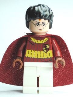 LEGO® Minifigure - Harry Potter - Harry Potter - Dark Red Quidditch Uniform with Cape, White Legs - hp110