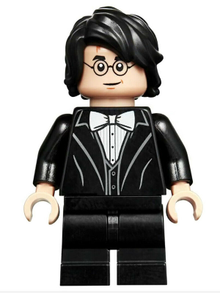 LEGO® Minifigure - Harry Potter™: Goblet of Fire - Harry Potter - Black Suit, White Bow Tie, Medium Legs - hp184