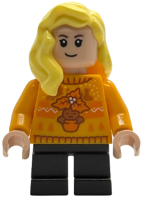 LEGO® Minifigure - Harry Potter™ Advent Calendar - Hannah Abbott - Bright Light Orange Holiday Sweater, Black Short Legs - hp592