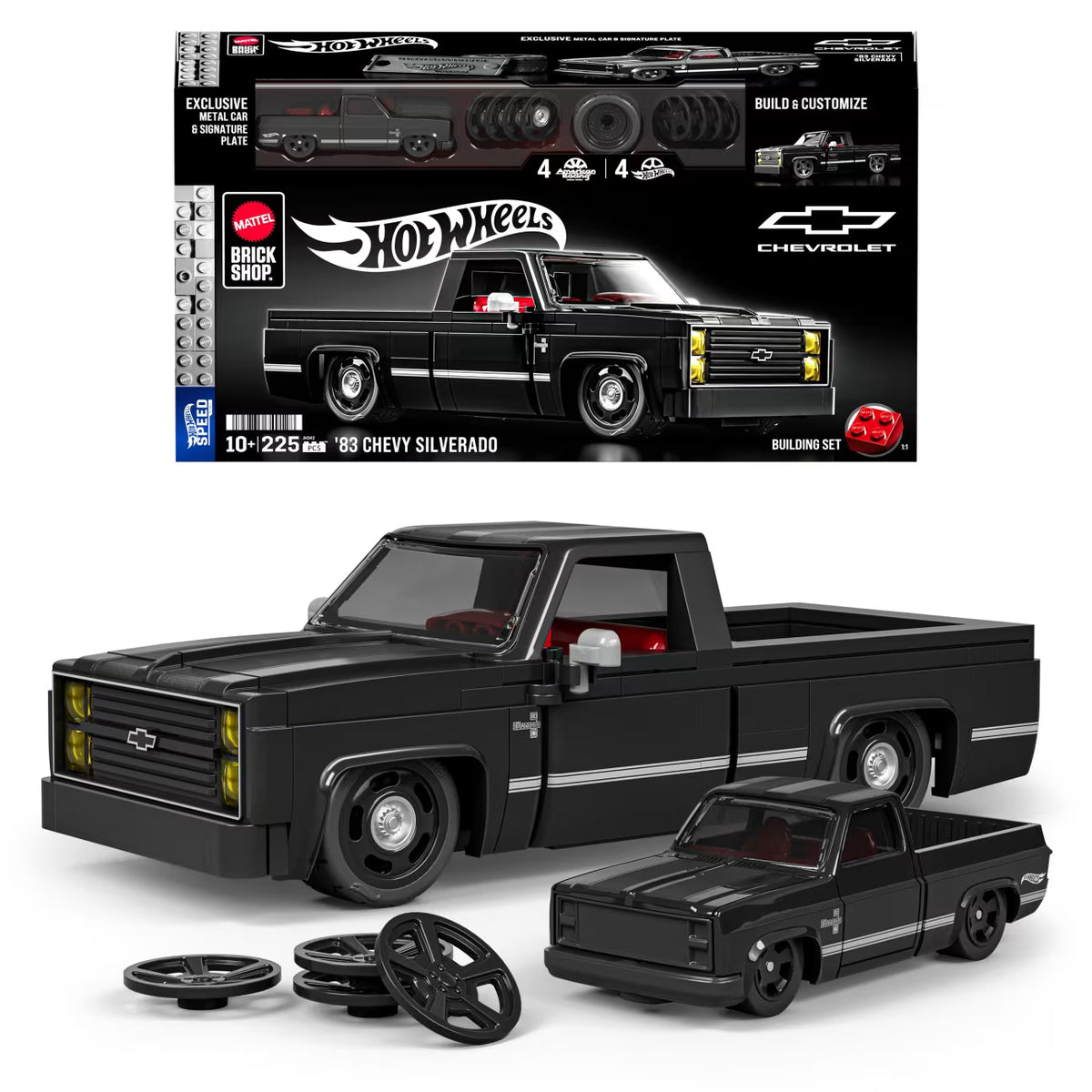 MATTEL BRICK SHOP™ Hot Wheels® ’83 Chevy Silverado - 1:32 Scale - JKG42 - 225 Piece Building Set