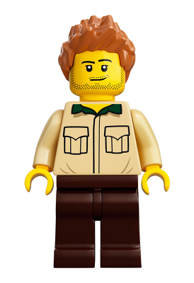 LEGO® Minifigure - LEGO Ideas - Dad, Stubble, Shirt with Dark Green Collar, Medium Nougat Hair Spiked - idea052