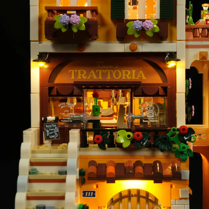 Lumibricks® Italian Homestyle Trattoria & Café Restaurant — Modular City Building with LED Lights — 15010 — 2868 Piece Building Set