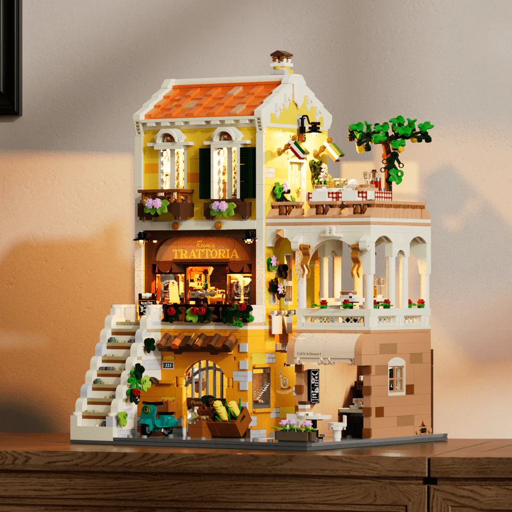 Lumibricks® Italian Homestyle Trattoria & Café Restaurant — Modular City Building with LED Lights — 15010 — 2868 Piece Building Set