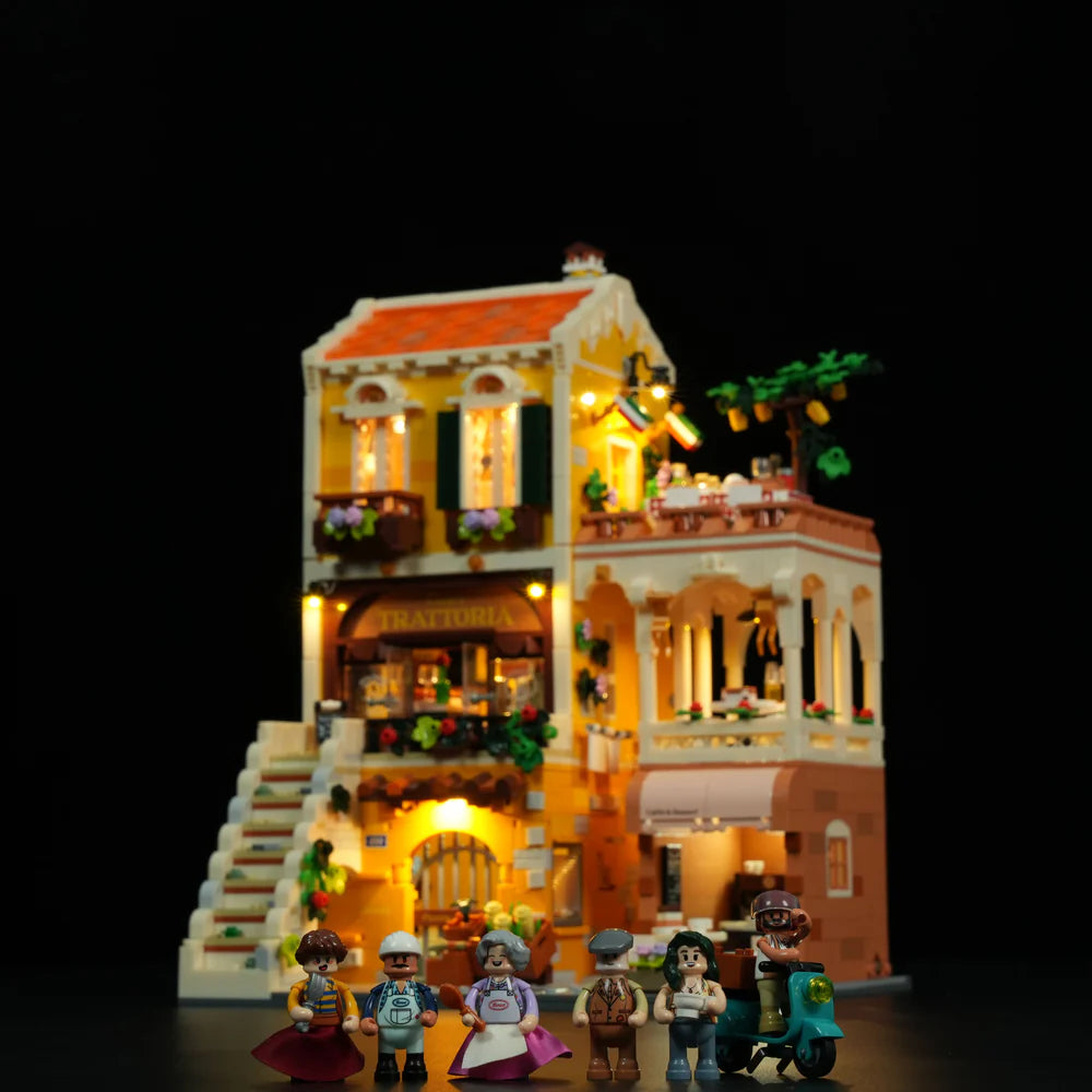 Lumibricks® Italian Homestyle Trattoria & Café Restaurant — Modular City Building with LED Lights — 15010 — 2868 Piece Building Set