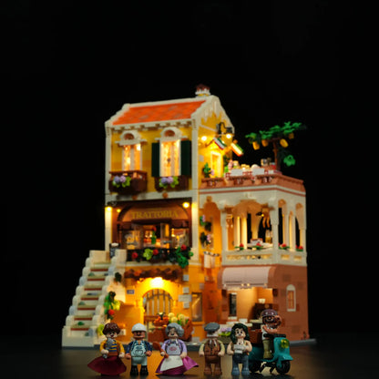 Lumibricks® Italian Homestyle Trattoria & Café Restaurant — Modular City Building with LED Lights — 15010 — 2868 Piece Building Set