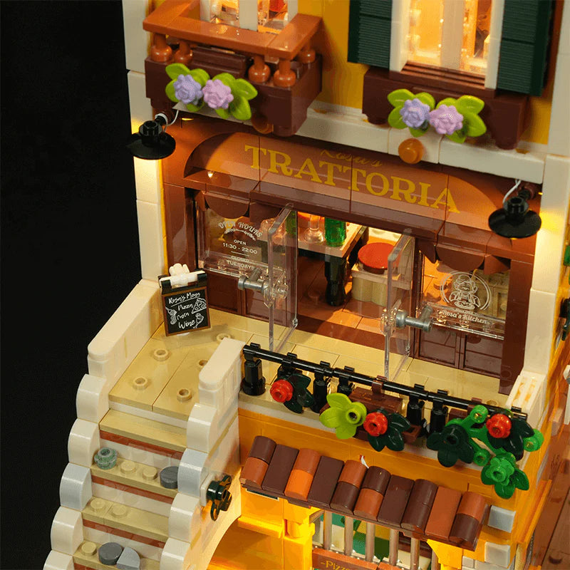 Lumibricks® Italian Homestyle Trattoria & Café Restaurant — Modular City Building with LED Lights — 15010 — 2868 Piece Building Set