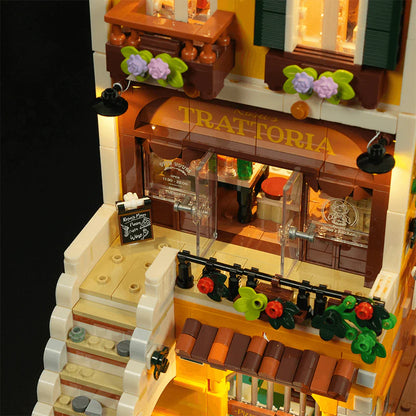 Lumibricks® Italian Homestyle Trattoria & Café Restaurant — Modular City Building with LED Lights — 15010 — 2868 Piece Building Set