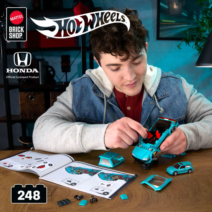 MATTEL BRICK SHOP™ Hot Wheels® Custom 90 Honda Civic EF - 248 Piece Building Set - 1:32 scale