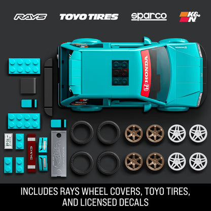 MATTEL BRICK SHOP™ Hot Wheels® Custom 90 Honda Civic EF - 248 Piece Building Set - 1:32 scale