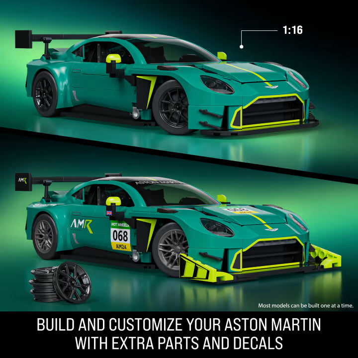 Mattel Brick Shop Hot Wheels Elite Series 2024 Aston Martin Vantage GT3 |  793 Piece Building Set