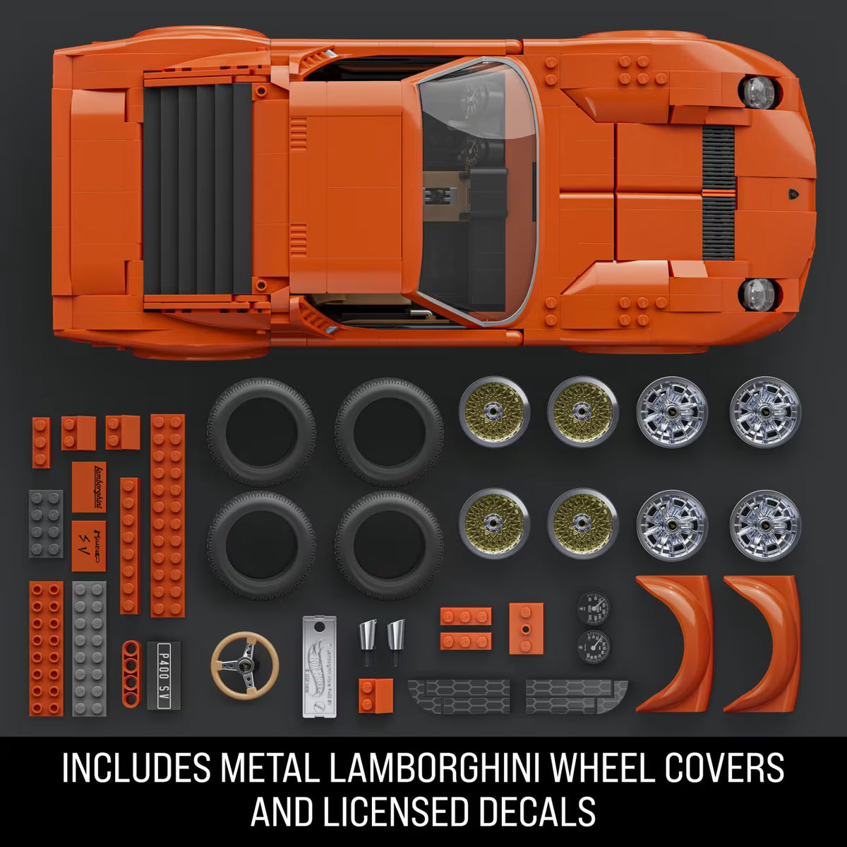 MATTEL BRICK SHOP™ Hot Wheels® ’71 Lamborghini Miura P400 SV - 1:12 scale - 1523 Piece Building Set - JHF61