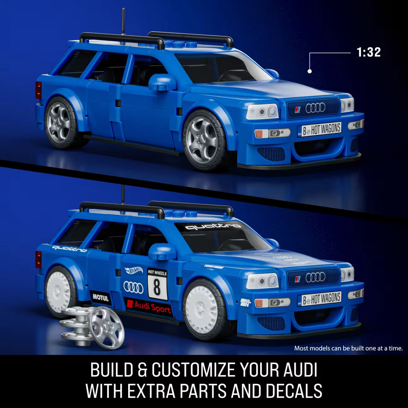 MATTEL BRICK SHOP™ Hot Wheels® Audi RS2 Avant - 253 Piece Building Set - 1:32 scale