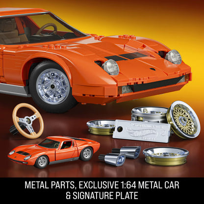 MATTEL BRICK SHOP™ Hot Wheels® ’71 Lamborghini Miura P400 SV - 1:12 scale - 1523 Piece Building Set - JHF61