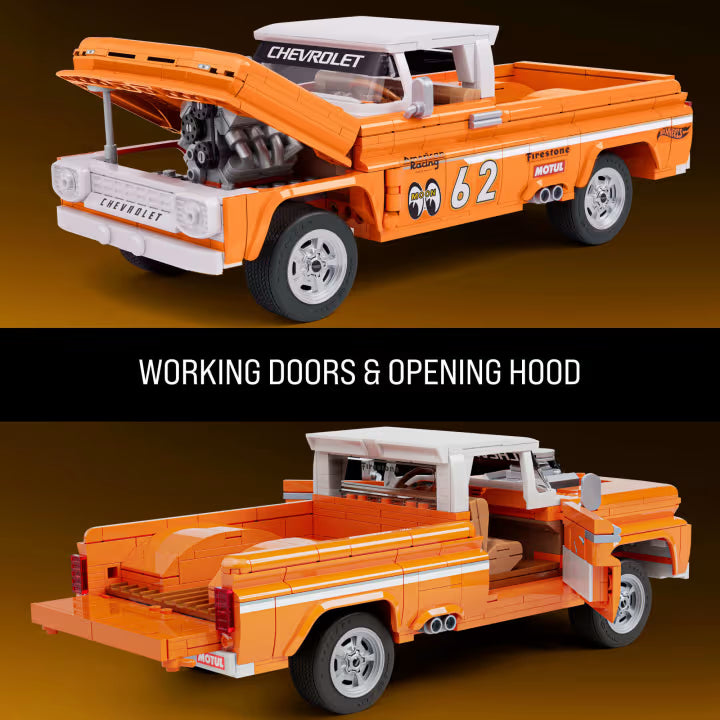 MATTEL BRICK SHOP™ Hot Wheels® Custom '62 Chevy Pickup - 858 Piece Building Set - 1:16 scale