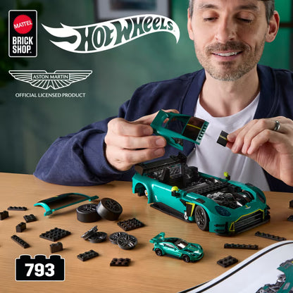Mattel Brick Shop Hot Wheels Elite Series 2024 Aston Martin Vantage GT3 |  793 Piece Building Set
