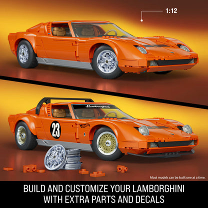 MATTEL BRICK SHOP™ Hot Wheels® ’71 Lamborghini Miura P400 SV - 1:12 scale - 1523 Piece Building Set - JHF61