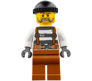 LEGO® City Minifigure™ - Prisoner with Harness, Dark Orange Legs and Black Knitted Cap - 459353