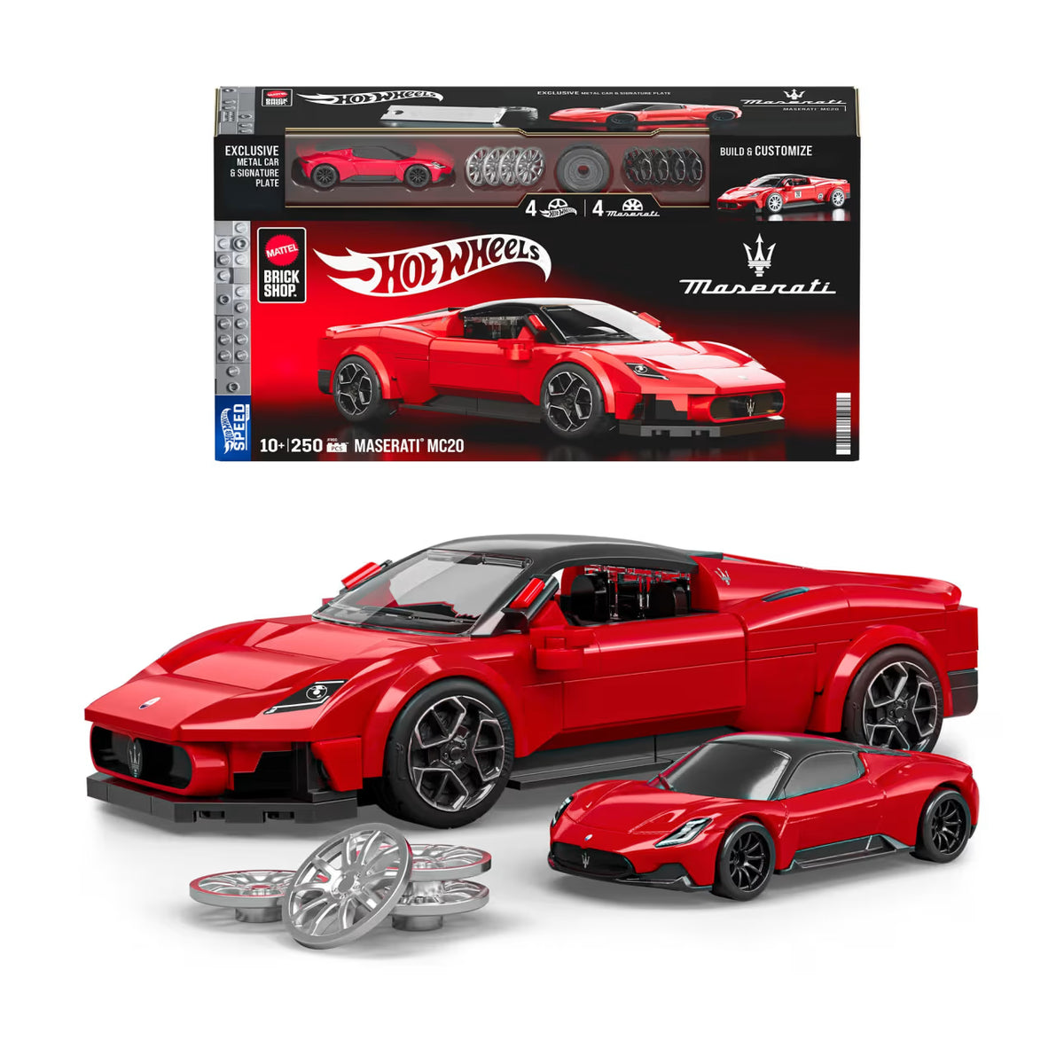 MATTEL BRICK SHOP™ Hot Wheels® Maserati MC20 - 1:32 Scale - JFR90 - 250 Piece Building Set