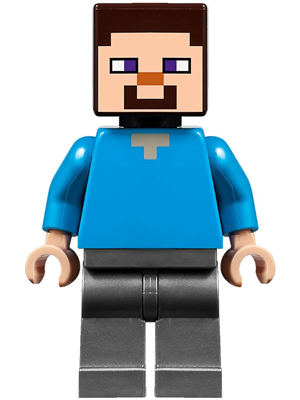 LEGO® Minifigure - Minecraft® - Steve (Light Nougat) - Flat Silver Legs - min048