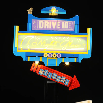 Lumibricks® Night Glow Drive-In Theater — Modular Building with LED Lights — L9081 — 1760 Piece Building Set