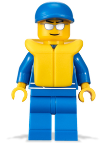 LEGO® Minifigure - Town : City : Harbour - Octan - Blue Oil, Blue Legs, Life Jacket, Blue Short Bill Cap - oct056