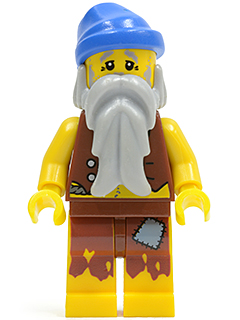 LEGO® Minifigure - Pirates - Pirate Vest and Anchor Tattoo, Gray Beard, Blue Bandana (Castaway) - pi100